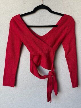 NWT Express Red Reversible Wrap Crop Top Size XXS